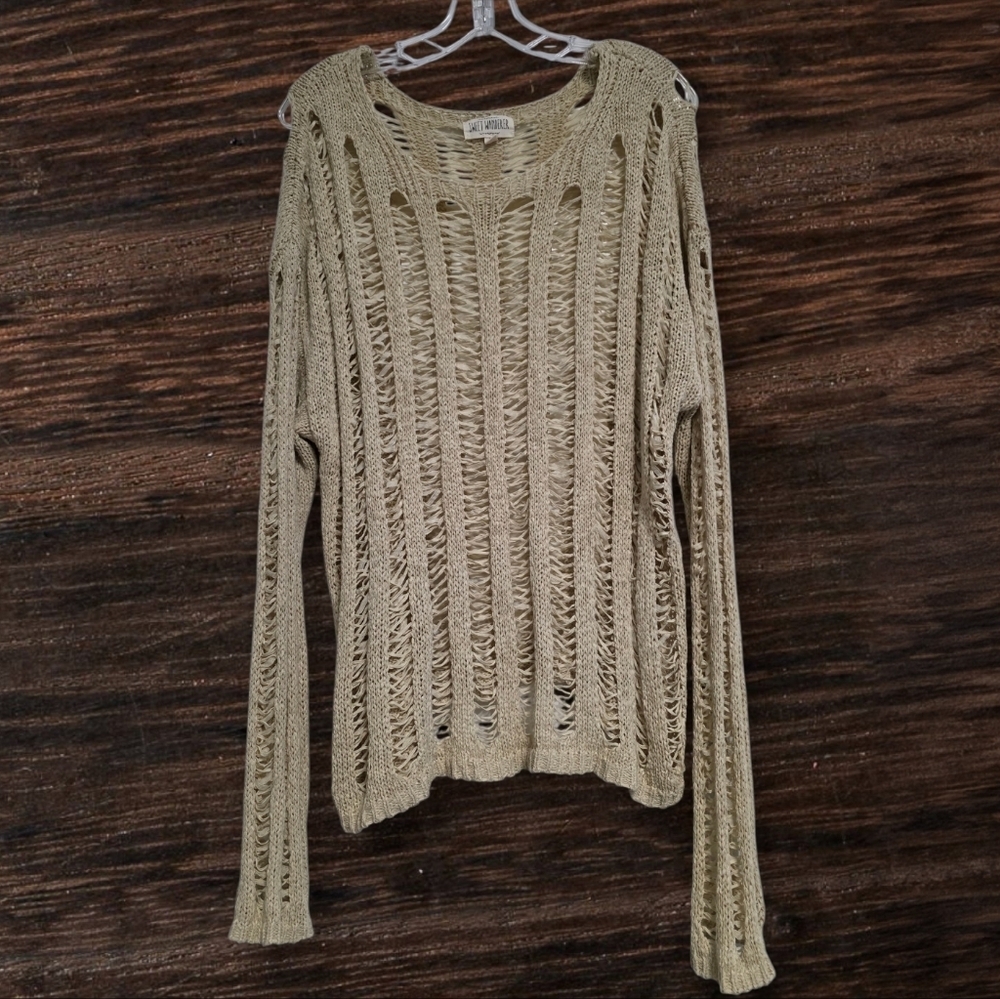 Sweet Wanderer Beige Open Stitch Knit Sweater Size Large